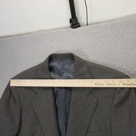 VTG Polo Ralph‎ Lauren Blazer Suit Jacket 43R USA Union Made Wool Solid Gray - Picture 10 of 14
